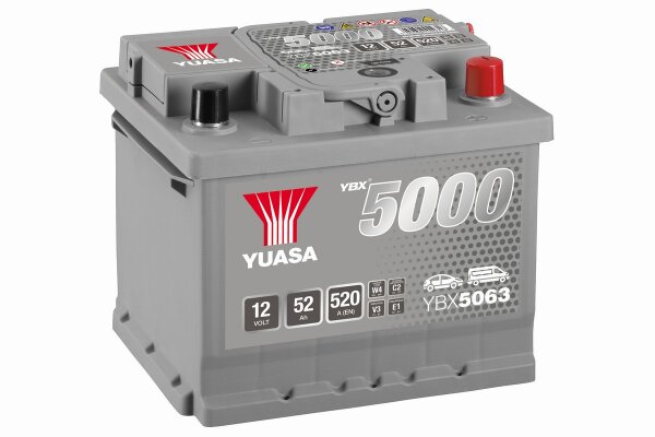 YUASA YBX5063 Starterbatterie Silver 12 V 50 Ah 480 A (EN)